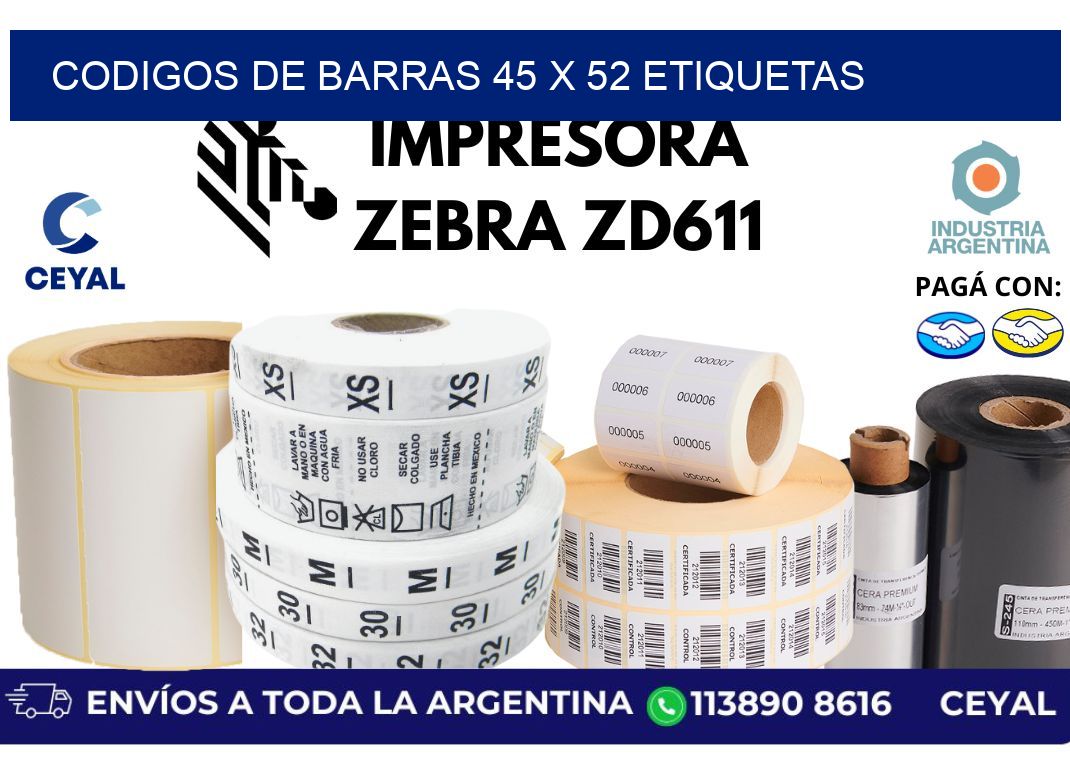 codigos de barras 45 x 52 etiquetas