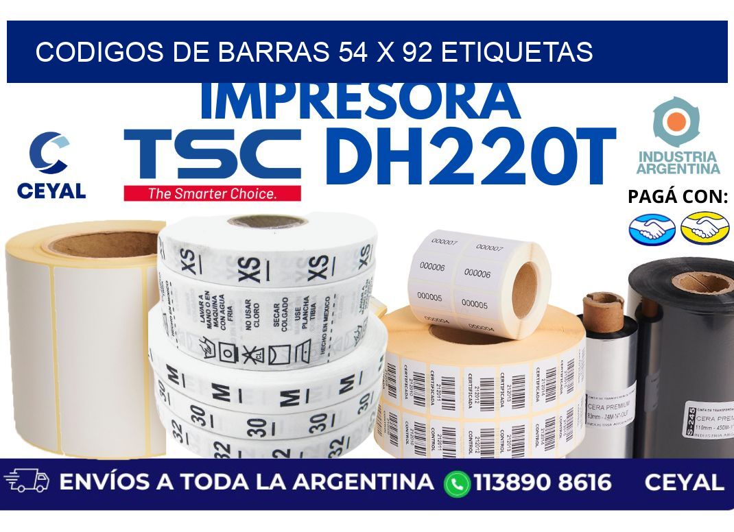 codigos de barras 54 x 92 etiquetas