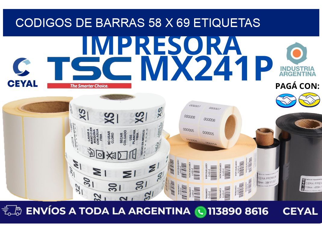 codigos de barras 58 x 69 etiquetas