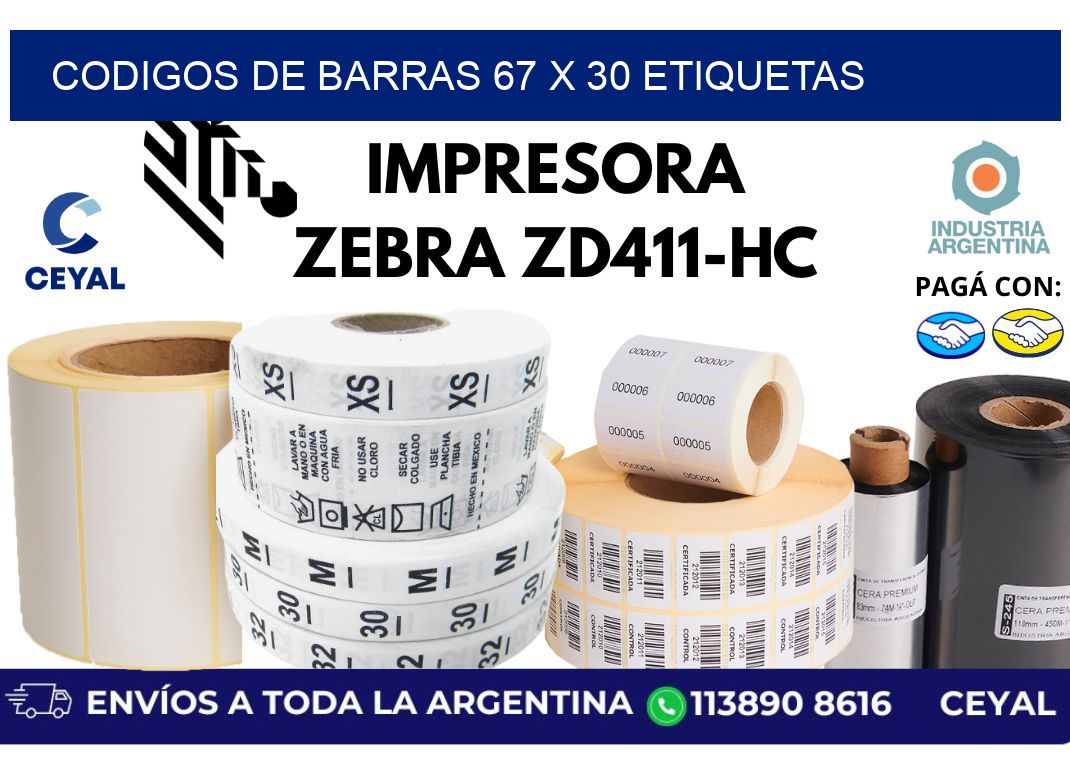 codigos de barras 67 x 30 etiquetas