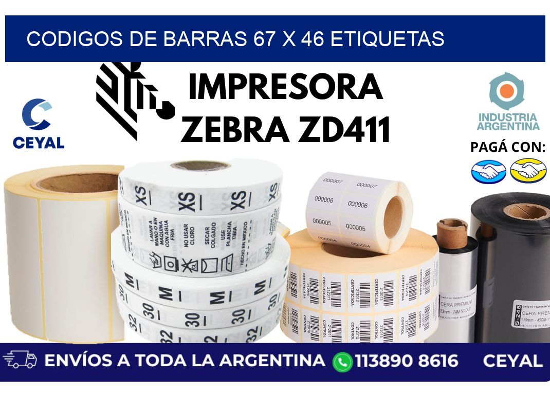 codigos de barras 67 x 46 etiquetas