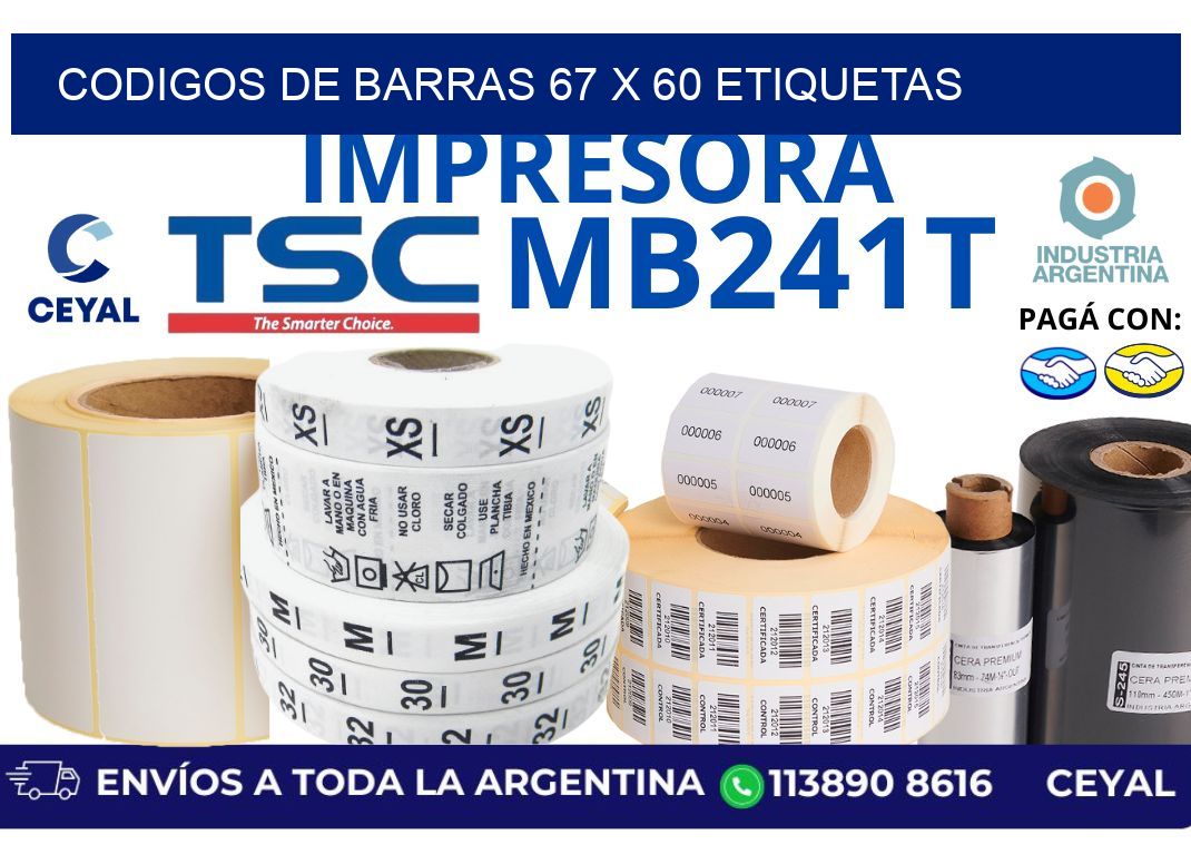 codigos de barras 67 x 60 etiquetas