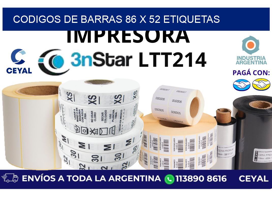codigos de barras 86 x 52 etiquetas