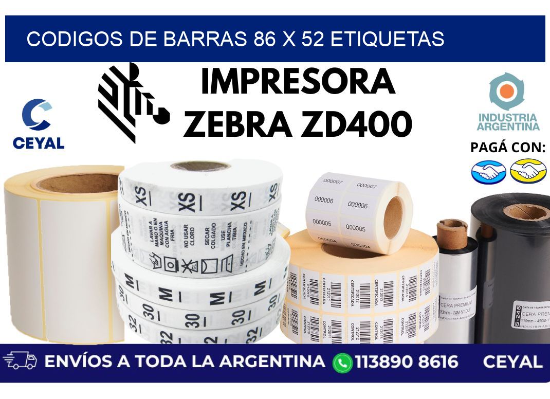 codigos de barras 86 x 52 etiquetas