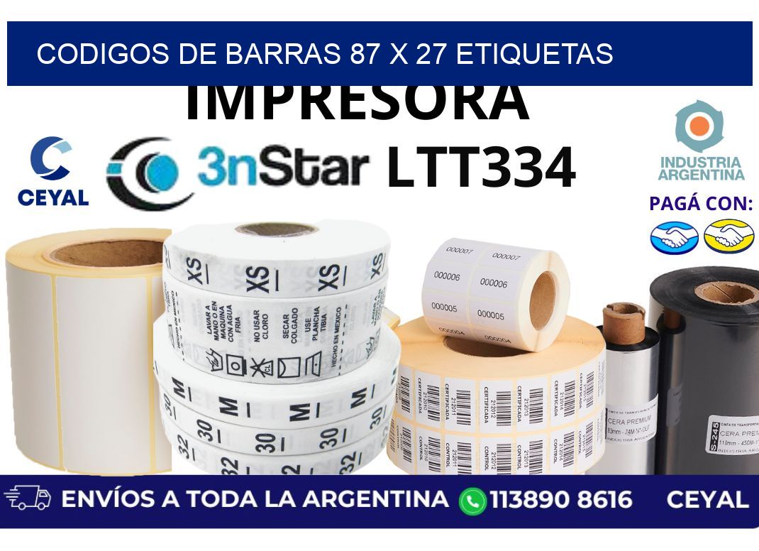 codigos de barras 87 x 27 etiquetas