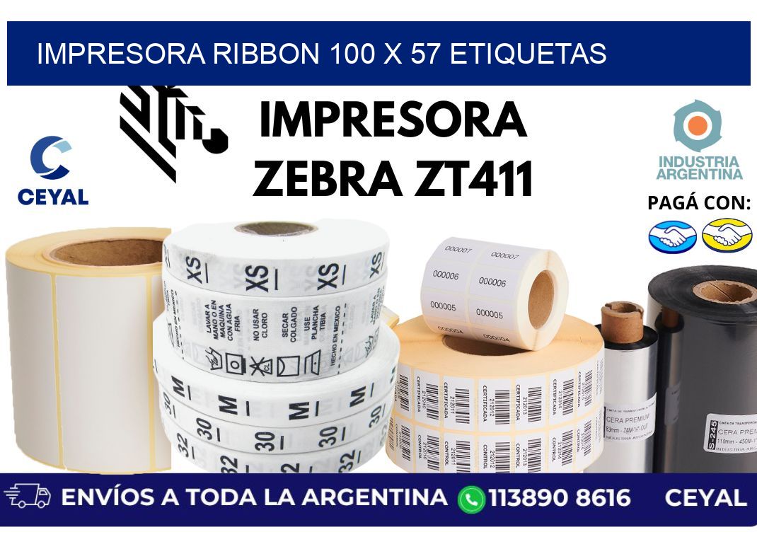impresora ribbon 100 x 57 etiquetas