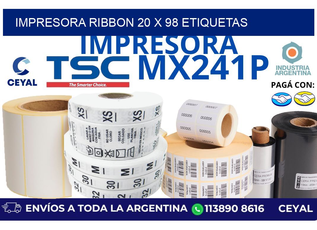 impresora ribbon 20 x 98 etiquetas