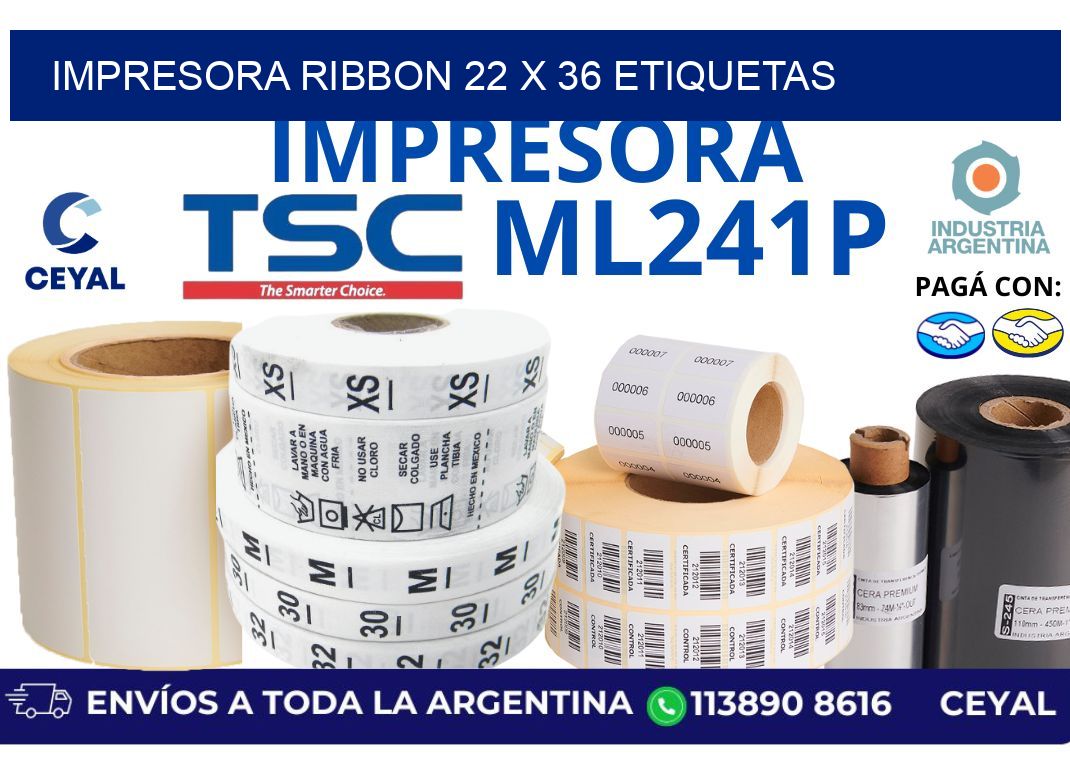 impresora ribbon 22 x 36 etiquetas