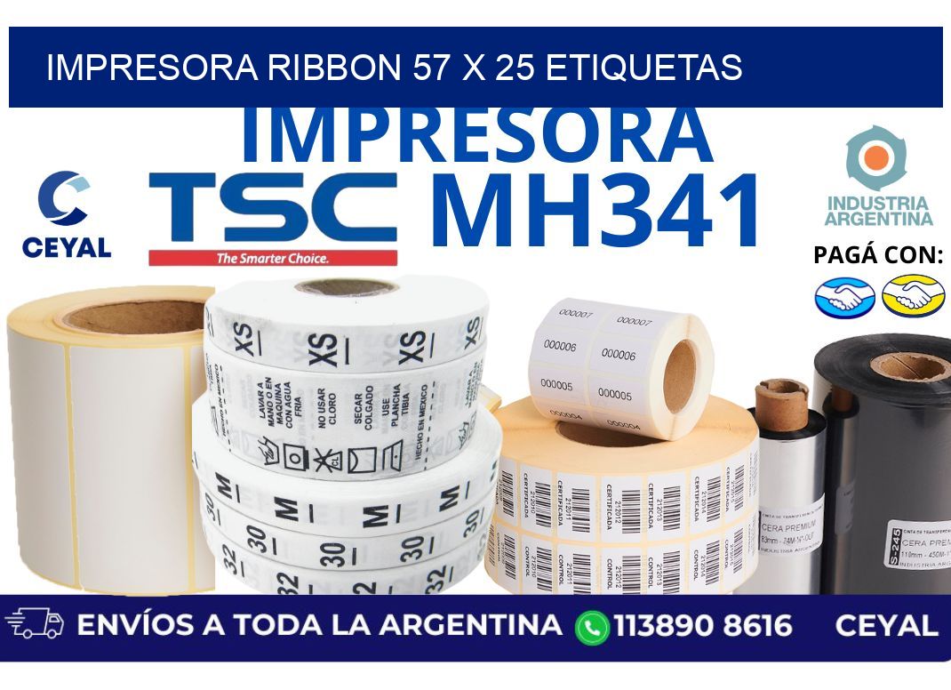 impresora ribbon 57 x 25 etiquetas