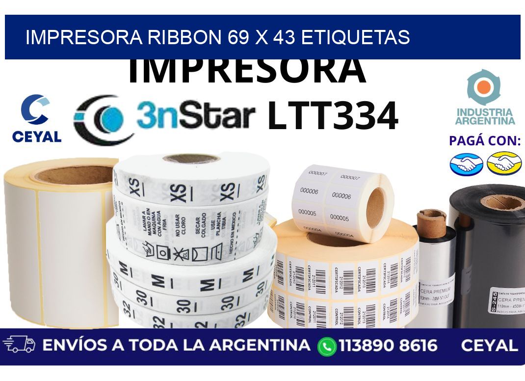 impresora ribbon 69 x 43 etiquetas
