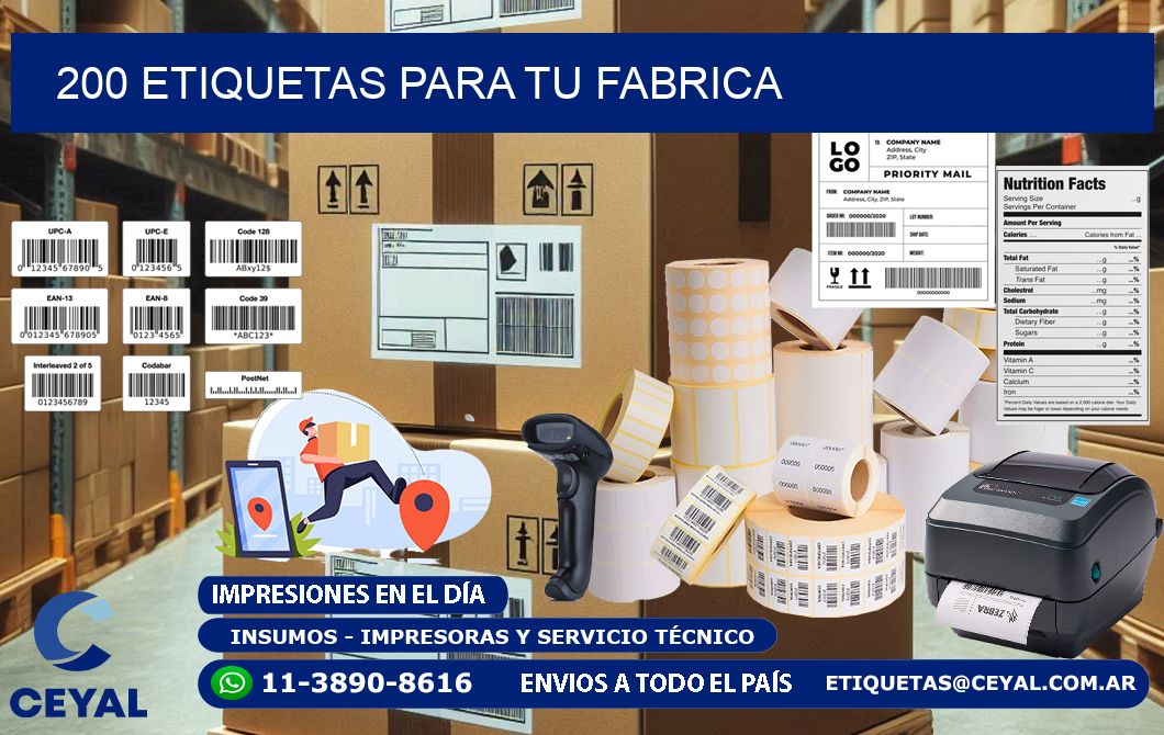 200 etiquetas para tu fabrica