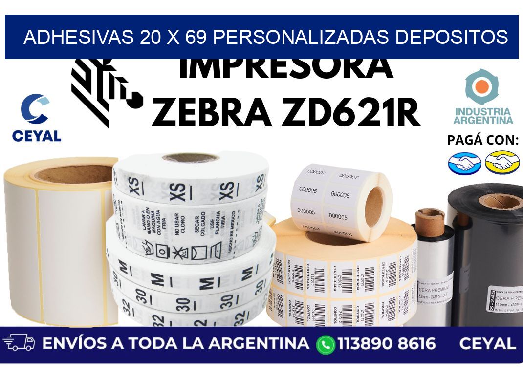 adhesivas 20 x 69 personalizadas depositos