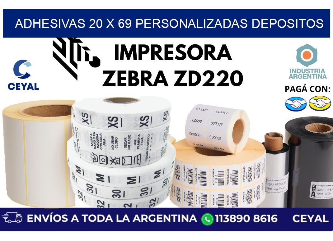 adhesivas 20 x 69 personalizadas depositos