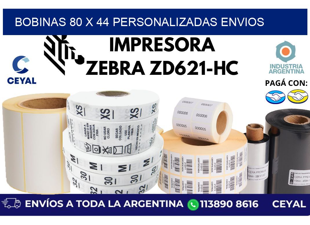 bobinas 80 x 44 personalizadas envios