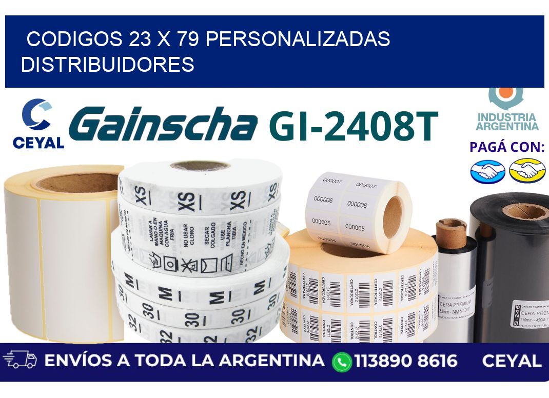 codigos 23 x 79 personalizadas distribuidores