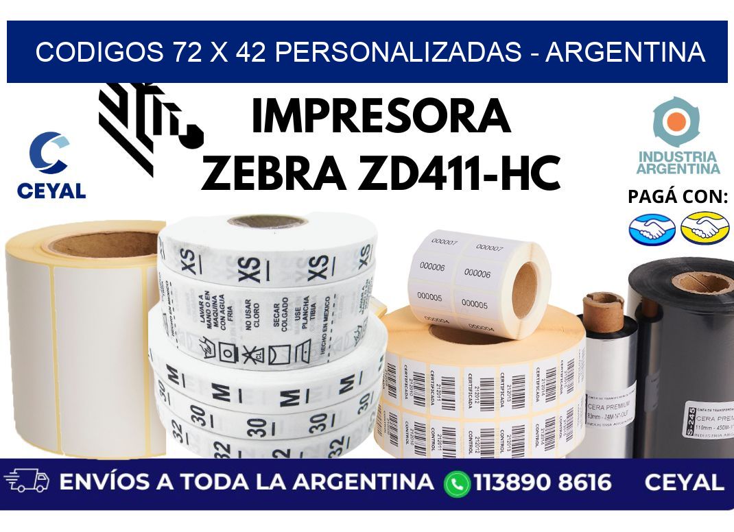 codigos 72 x 42 personalizadas - Argentina