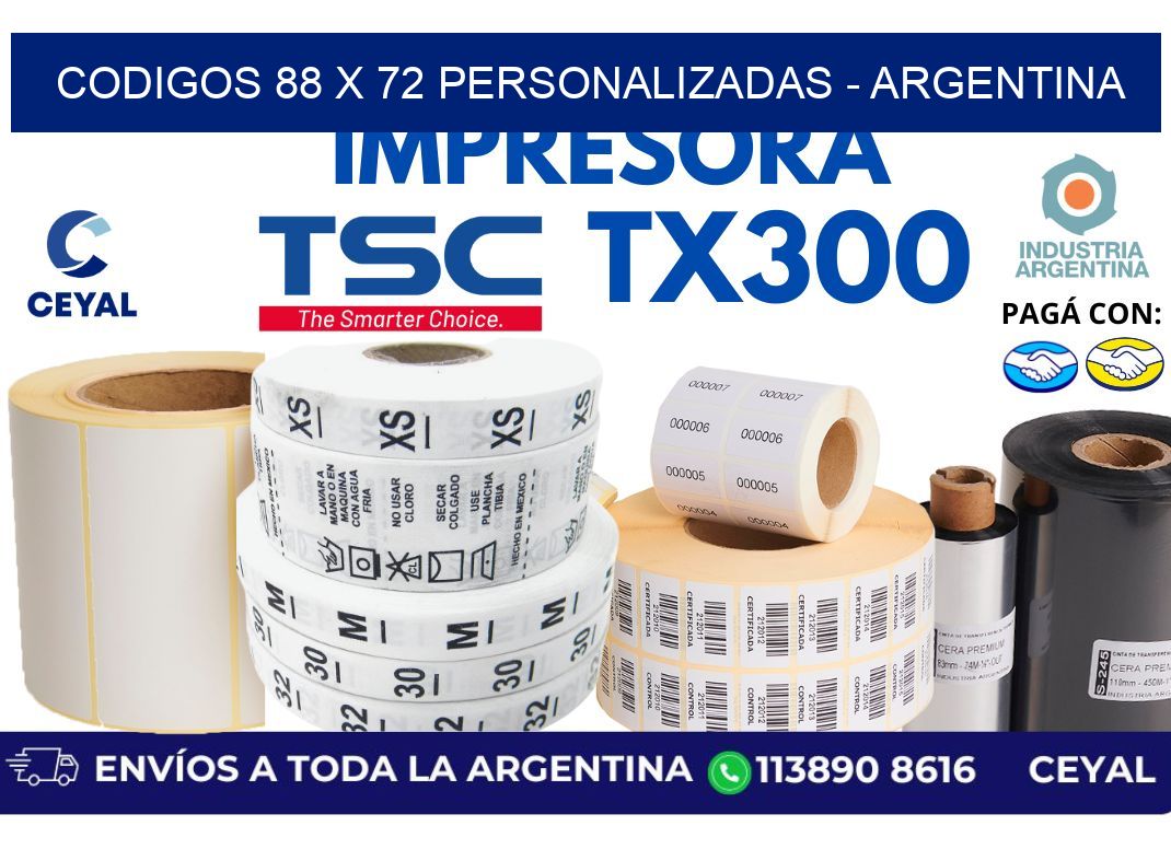 codigos 88 x 72 personalizadas - Argentina