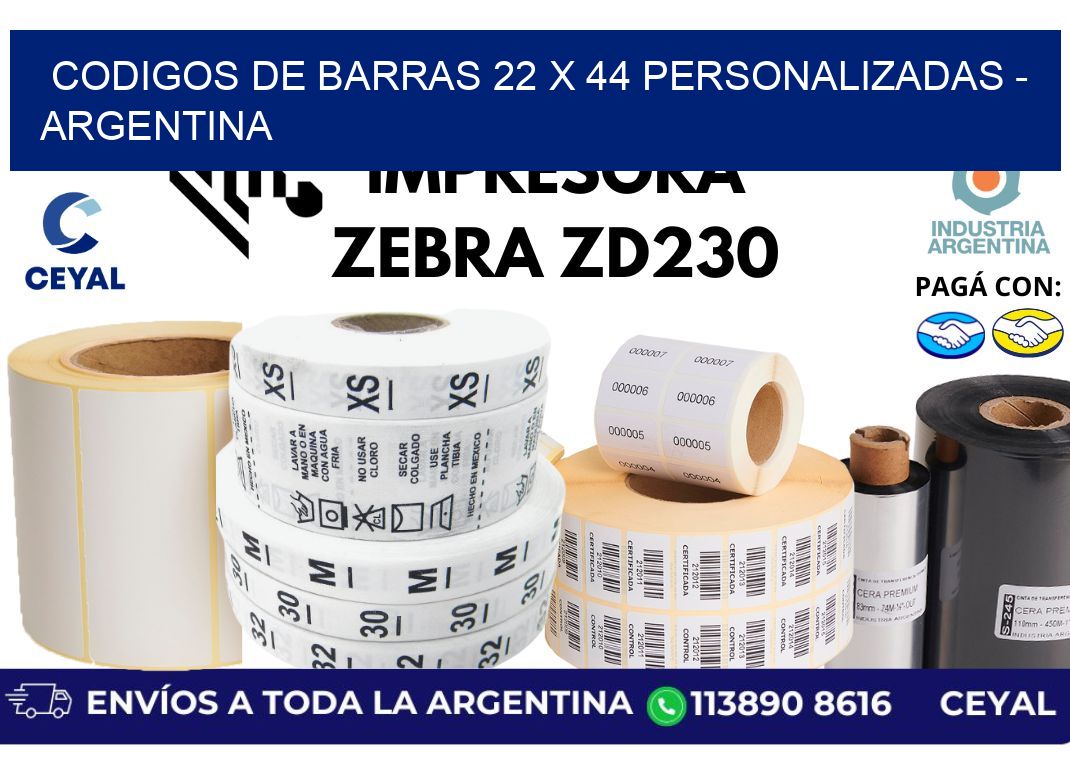 codigos de barras 22 x 44 personalizadas – Argentina