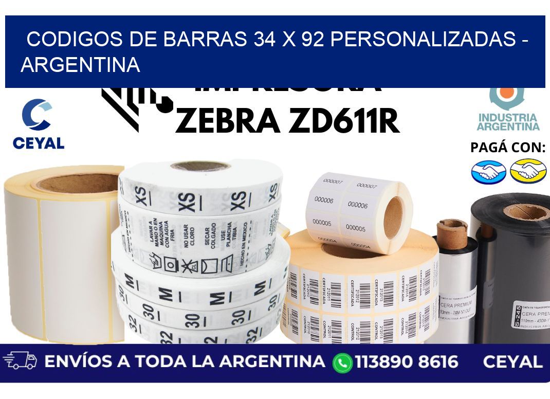 codigos de barras 34 x 92 personalizadas - Argentina