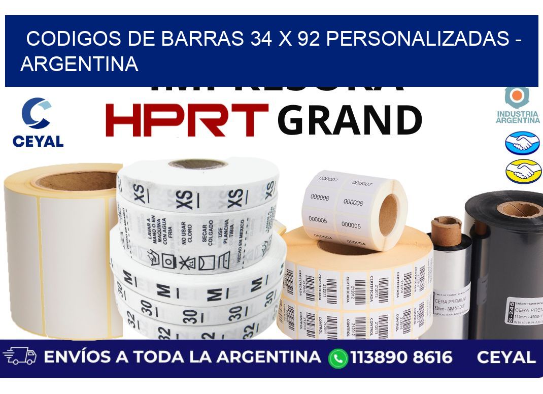 codigos de barras 34 x 92 personalizadas – Argentina