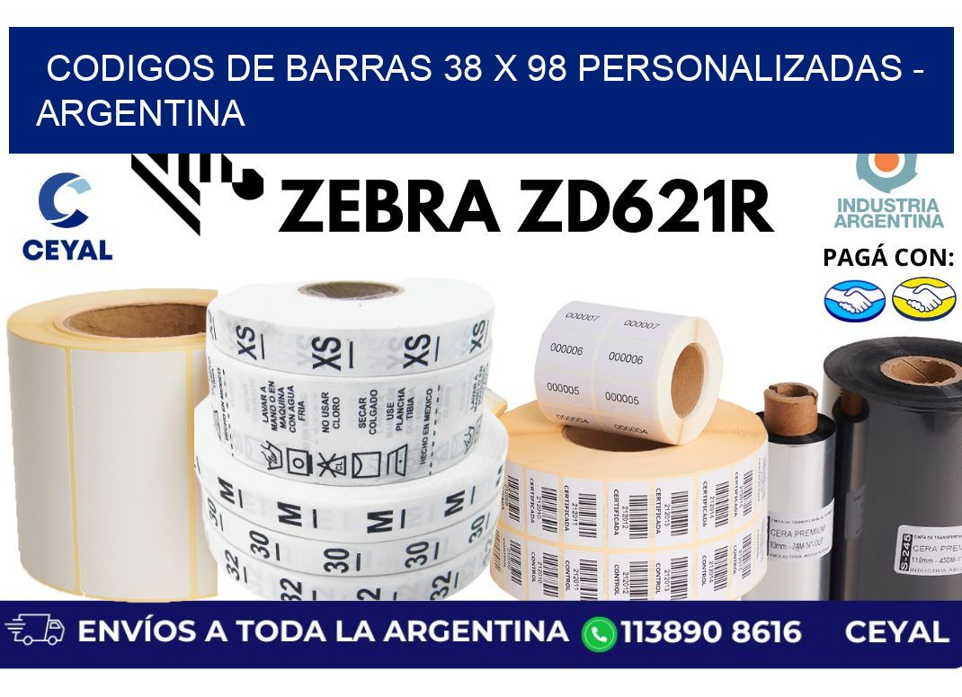 codigos de barras 38 x 98 personalizadas - Argentina
