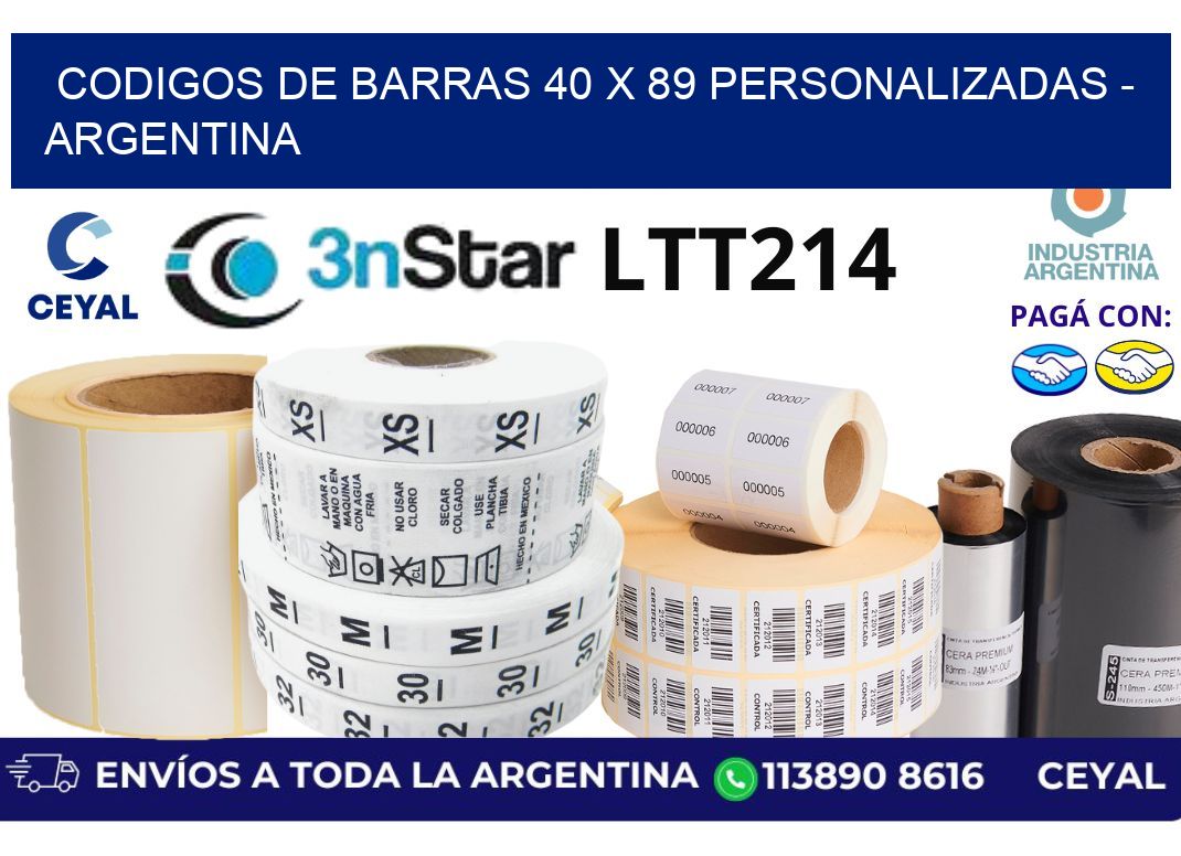 codigos de barras 40 x 89 personalizadas - Argentina