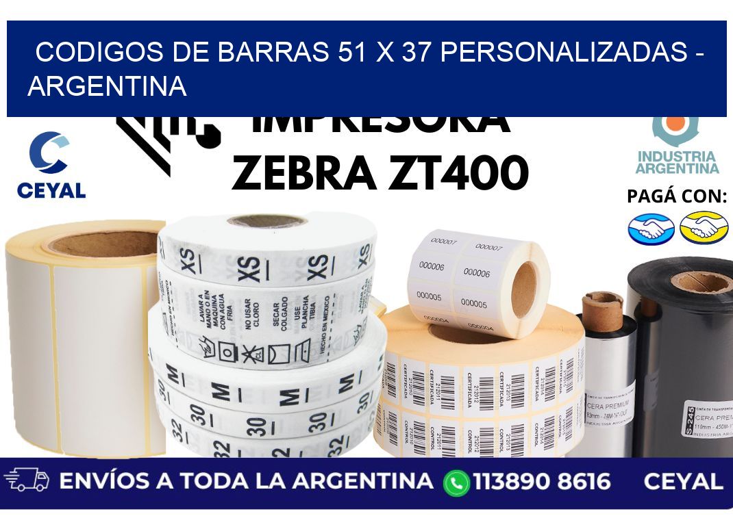 codigos de barras 51 x 37 personalizadas - Argentina