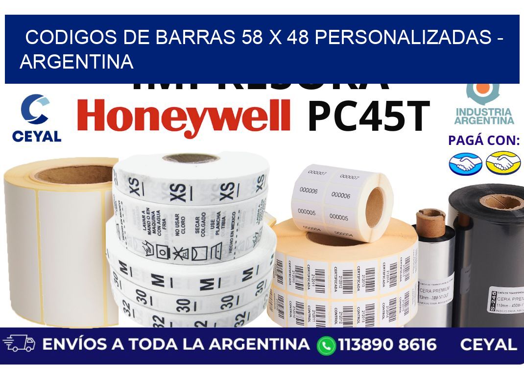 codigos de barras 58 x 48 personalizadas - Argentina