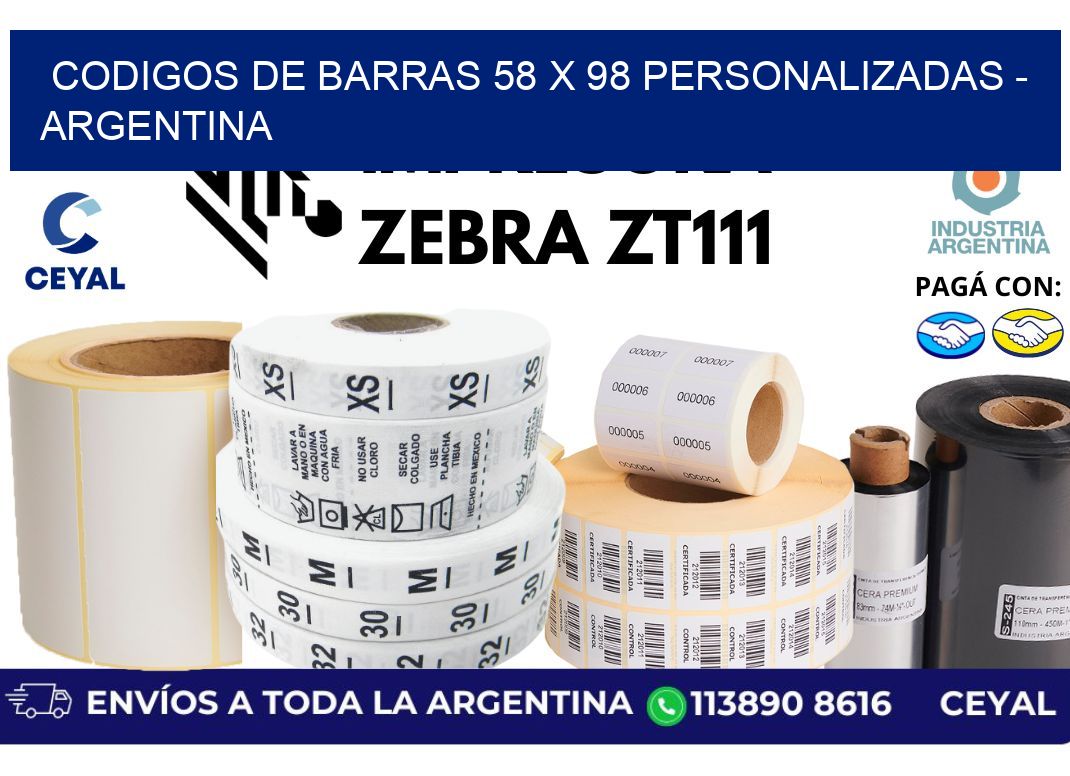 codigos de barras 58 x 98 personalizadas - Argentina