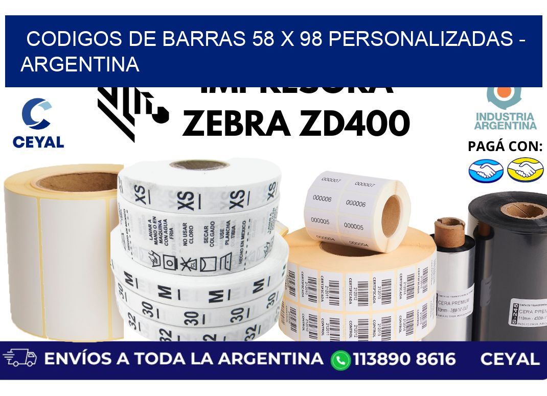 codigos de barras 58 x 98 personalizadas - Argentina