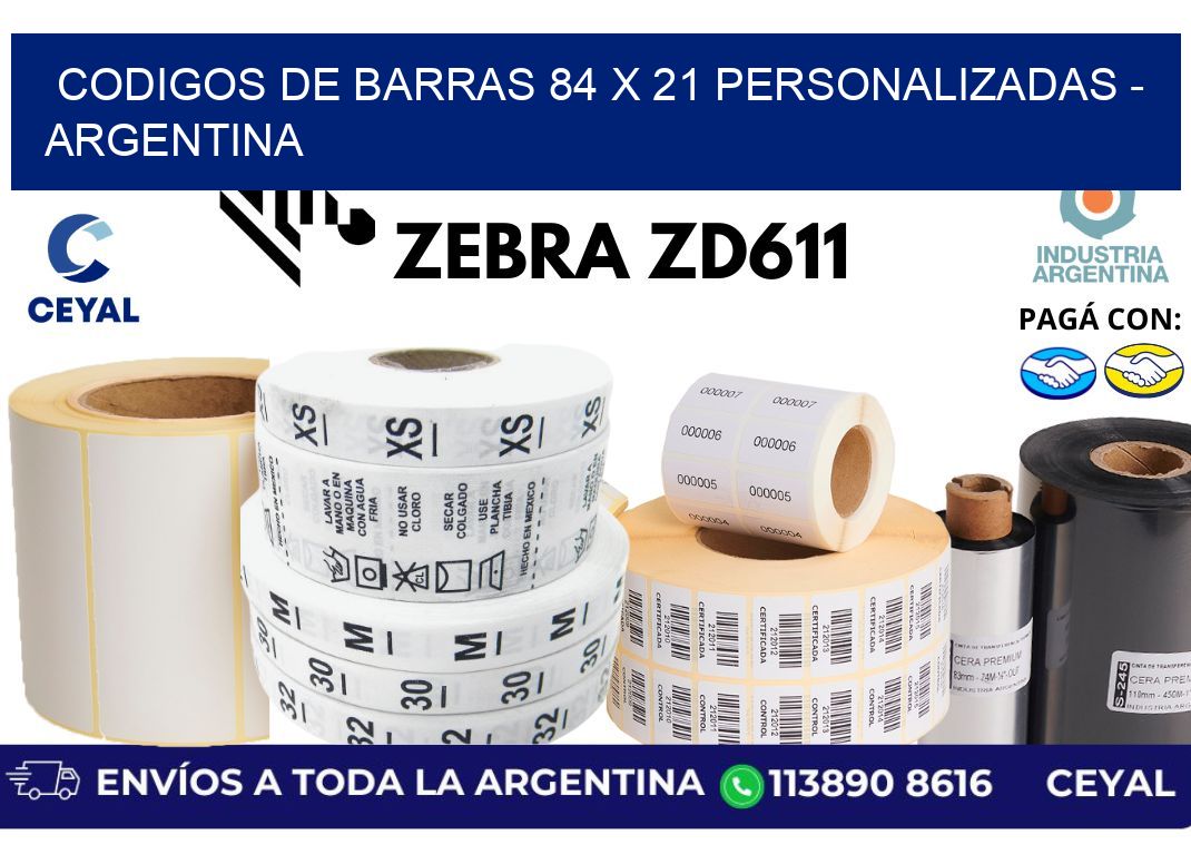 codigos de barras 84 x 21 personalizadas - Argentina