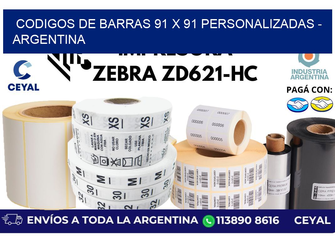 codigos de barras 91 x 91 personalizadas - Argentina