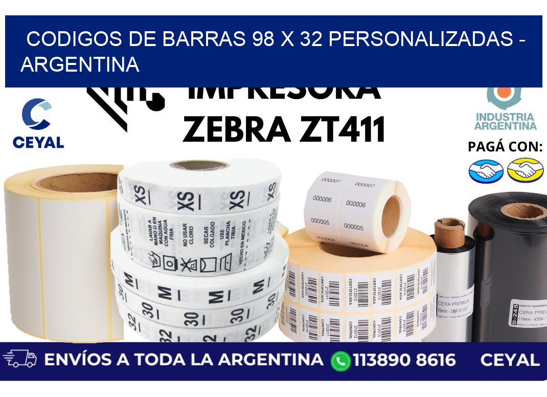 codigos de barras 98 x 32 personalizadas - Argentina