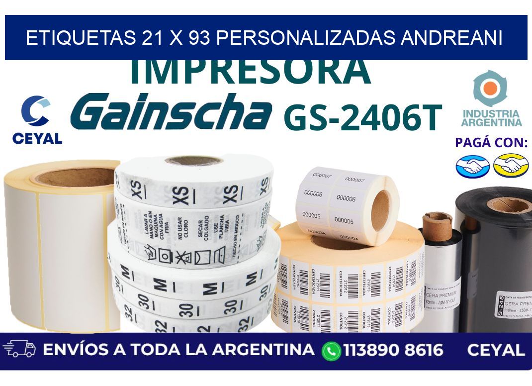 etiquetas 21 x 93 personalizadas andreani