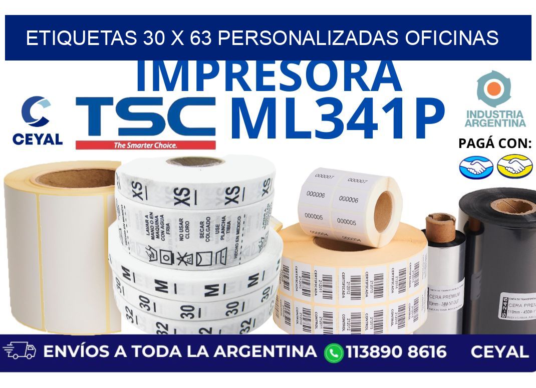 etiquetas 30 x 63 personalizadas oficinas