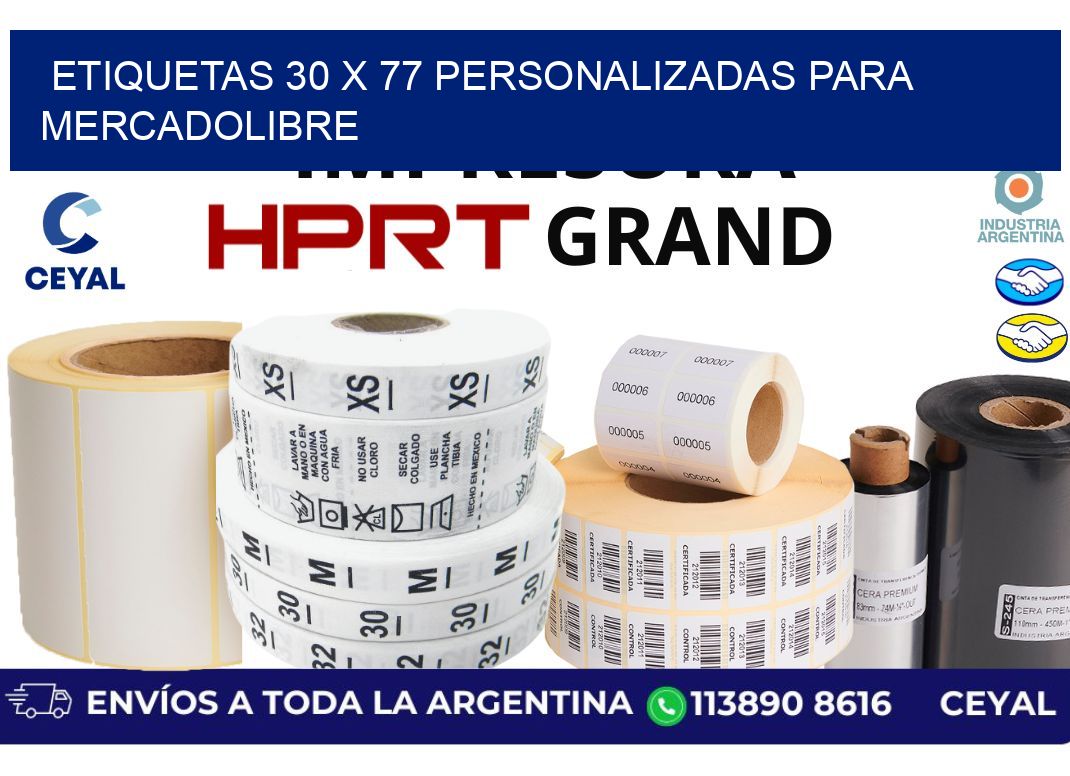 etiquetas 30 x 77 personalizadas para mercadolibre