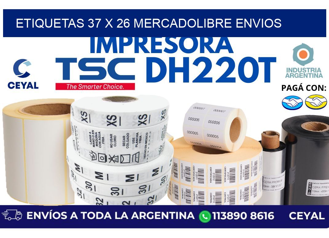 etiquetas 37 x 26 mercadolibre envios