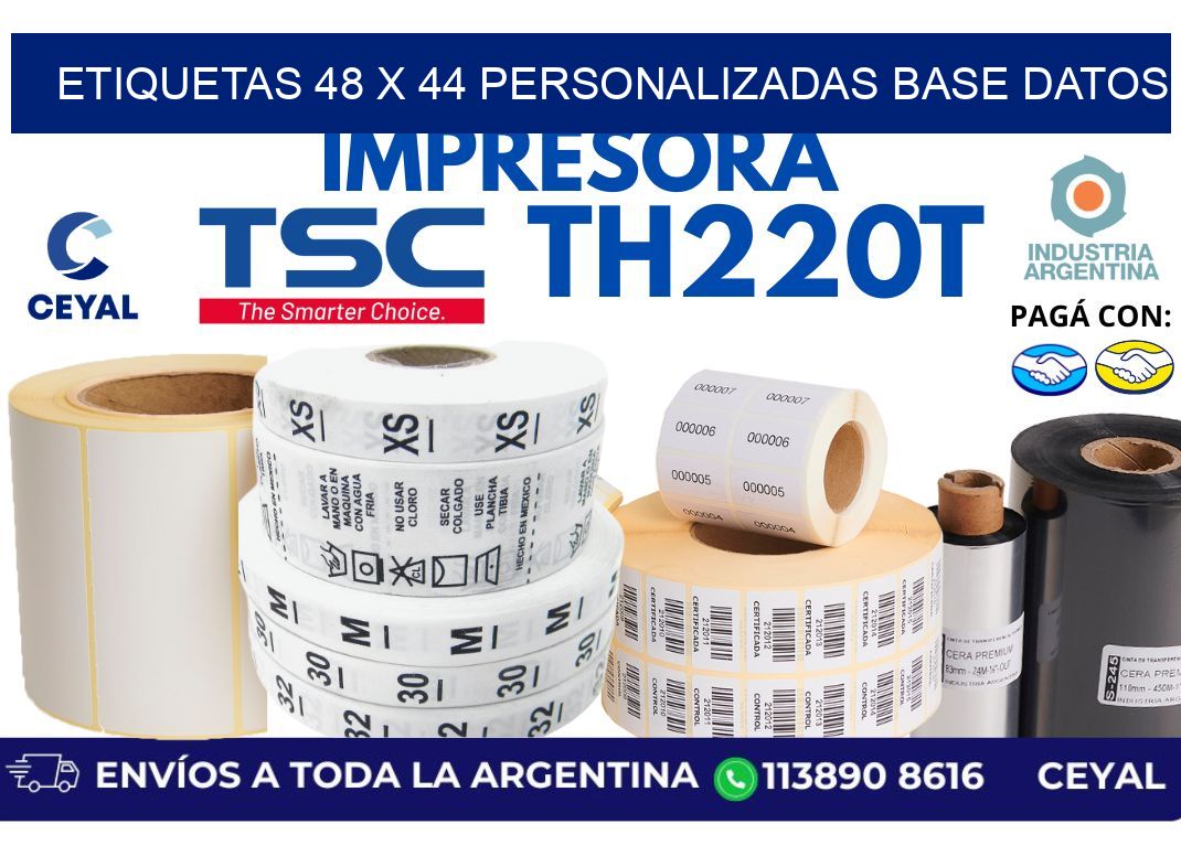 etiquetas 48 x 44 personalizadas base datos