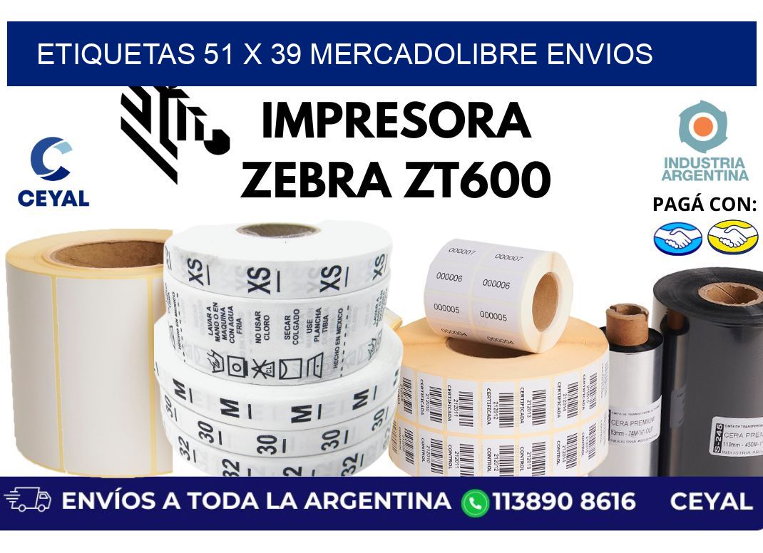 etiquetas 51 x 39 mercadolibre envios
