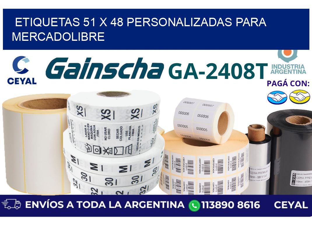 etiquetas 51 x 48 personalizadas para mercadolibre