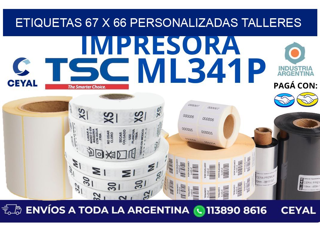 etiquetas 67 x 66 personalizadas talleres
