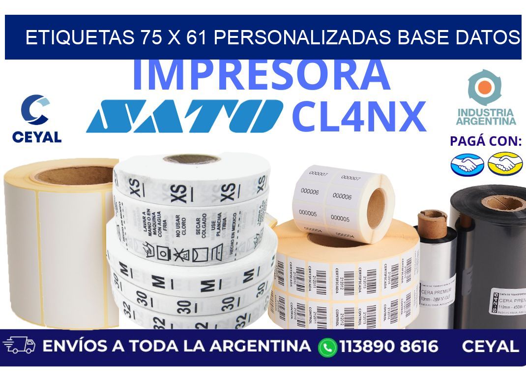 etiquetas 75 x 61 personalizadas base datos