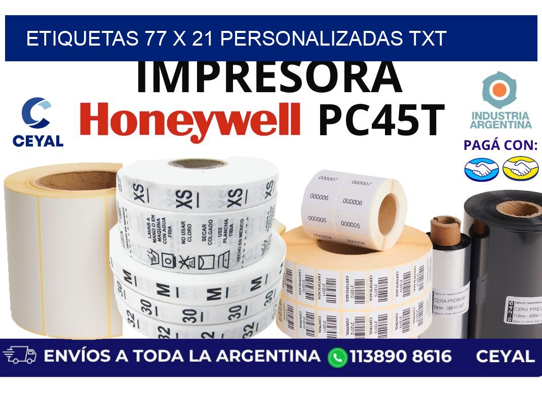 etiquetas 77 x 21 personalizadas txt
