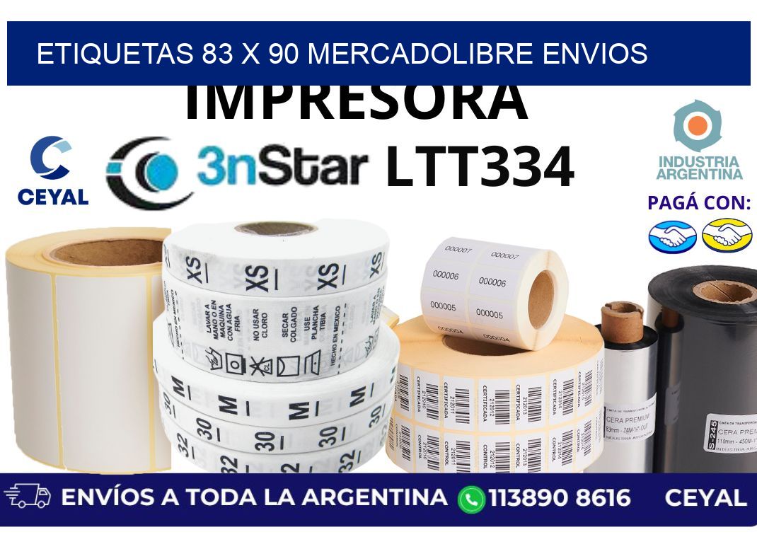 etiquetas 83 x 90 mercadolibre envios