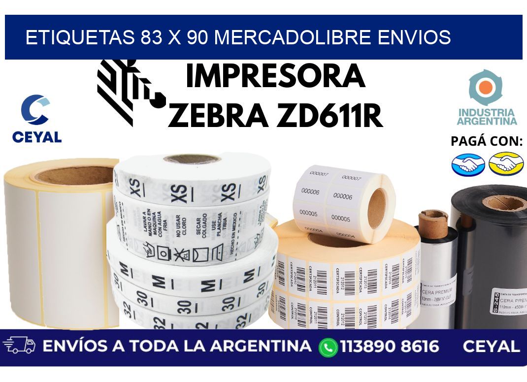 etiquetas 83 x 90 mercadolibre envios
