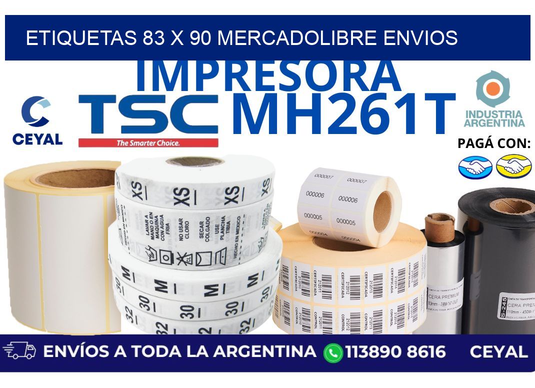 etiquetas 83 x 90 mercadolibre envios