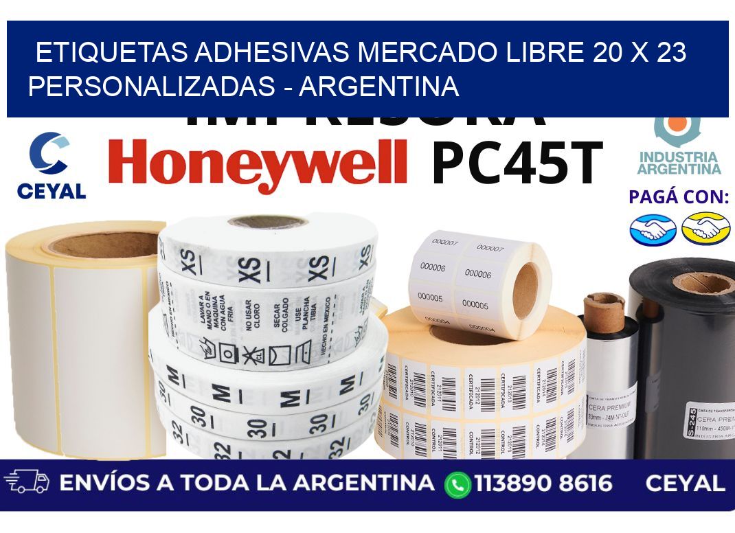 etiquetas adhesivas mercado libre 20 x 23 personalizadas - Argentina
