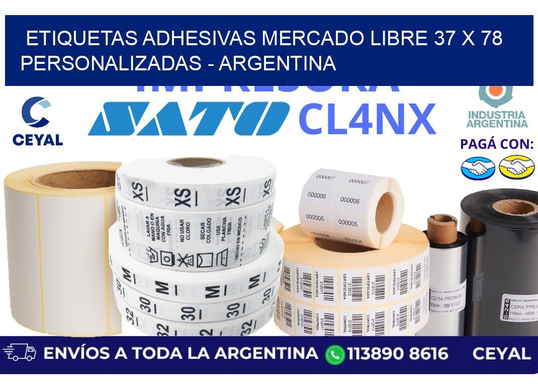 etiquetas adhesivas mercado libre 37 x 78 personalizadas - Argentina