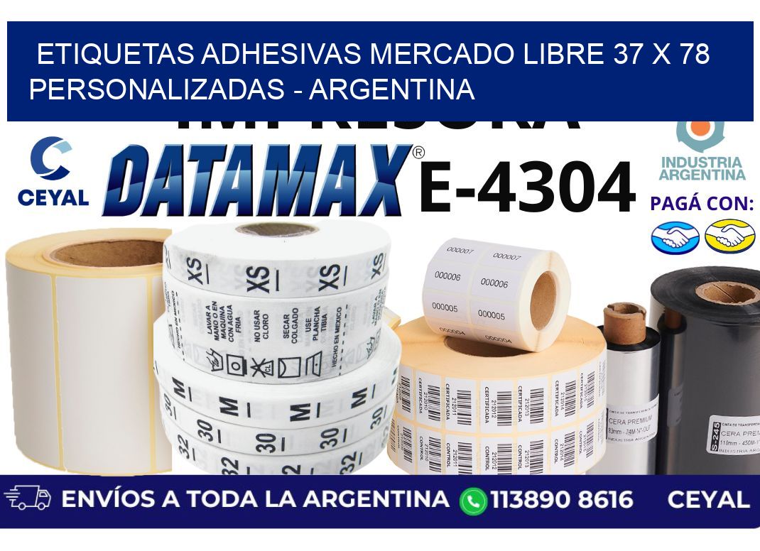 etiquetas adhesivas mercado libre 37 x 78 personalizadas – Argentina