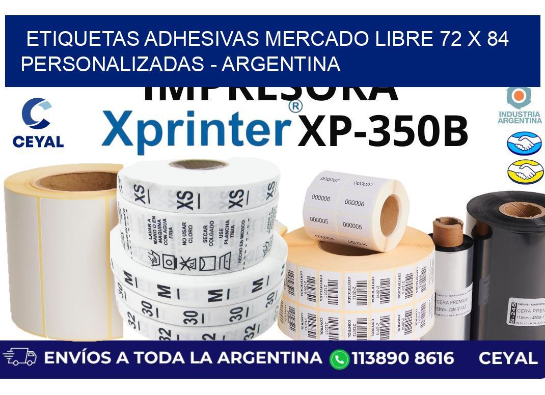 etiquetas adhesivas mercado libre 72 x 84 personalizadas - Argentina